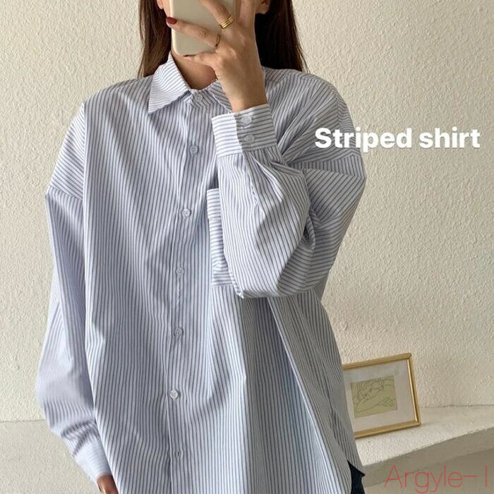 【送料無料】トップス ブラウス シャツ ストライプ レディース エレガント きれいめ カジュアル フェミニン 大人 可愛い 長袖 羽織り シンプル 体型カバー レイヤード ゆった