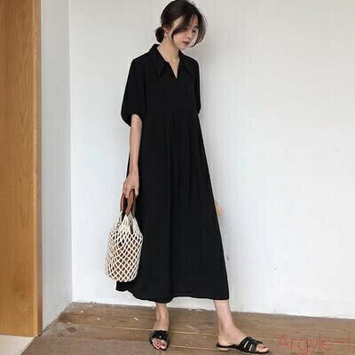 【送料無料】ワンピース レディース カジュアル おしゃれ 袖あり スキッパー きれいめ 開襟 ロング丈 ワンピ ドレス 半袖 ハイウエスト リラックス 着痩せ ...