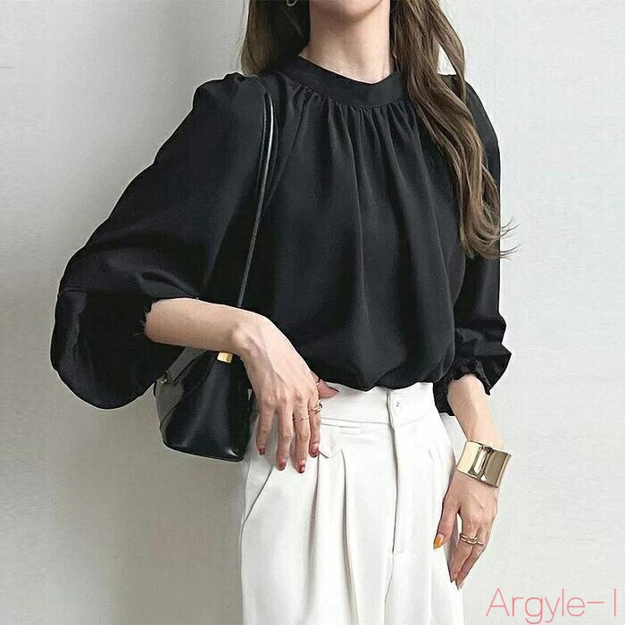 【送料無料】トップス ブラウス シャツ プルオーバー リボン モックネック エレガント レディース 大人 可愛い 長袖 きれいめ カジュアル フェミニン おしゃれ クラシカル 無