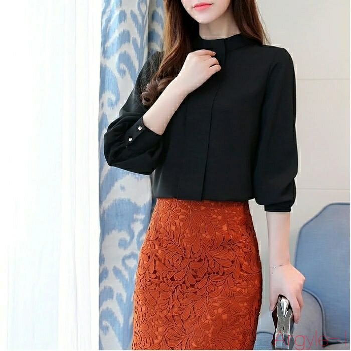 【送料無料】トップス シャツ ブラウス シフォン レディース 大人 可愛い きれいめ カジュアル フェミニン 長袖 スタンドカラー 無地 上品 オケージョン 通勤 オフィス レッ