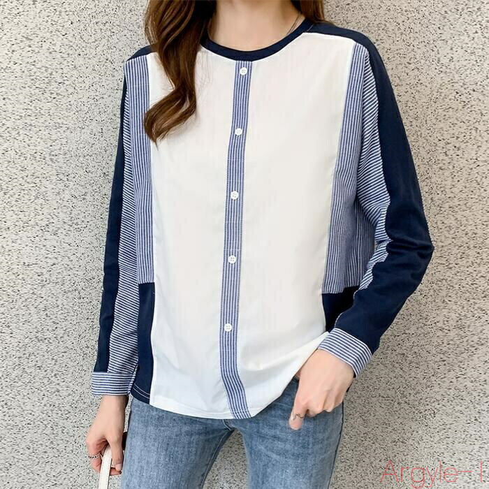 【送料無料】トップス シャツ ブラウス プルオーバー Tシャツ カットソー ストライプ 切り替え レディース エレガント 大人 可愛い きれいめ カジュアル フェミニン 長袖 体