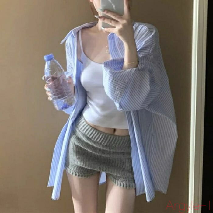 【送料無料】トップス シャツ ブラウス ストライプ エレガント レディース 大人 可愛い きれいめ カジュアル フェミニン 長袖 羽織り おしゃれ オーバーサイズ ビッグシルエ