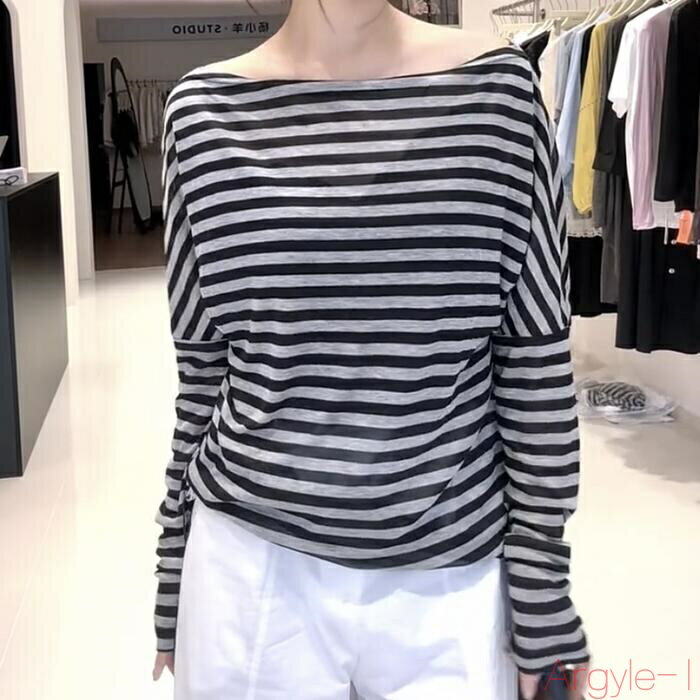 【送料無料】トップス Tシャツ カットソー プルオーバー ボーダー ボートネック ドルマンスリーブ エレガント レディース 大人 可愛い きれいめ カジュアル フェミニン 長袖