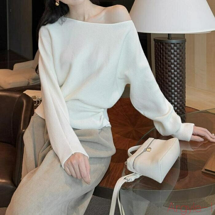 【送料無料】トップス カットソー ニット プルオーバー ボートネック エレガント レディース 大人 可愛い きれいめ カジュアル フェミニン 長袖 シンプル リブ ショート丈 ホ