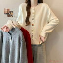 【送料無料】トップス ニット カーディガン セーター カットソー レディース 大人 可愛い きれいめ カジュアル 長袖 ゆったり 飾りボタン シンプル 体型カバー クルーネック