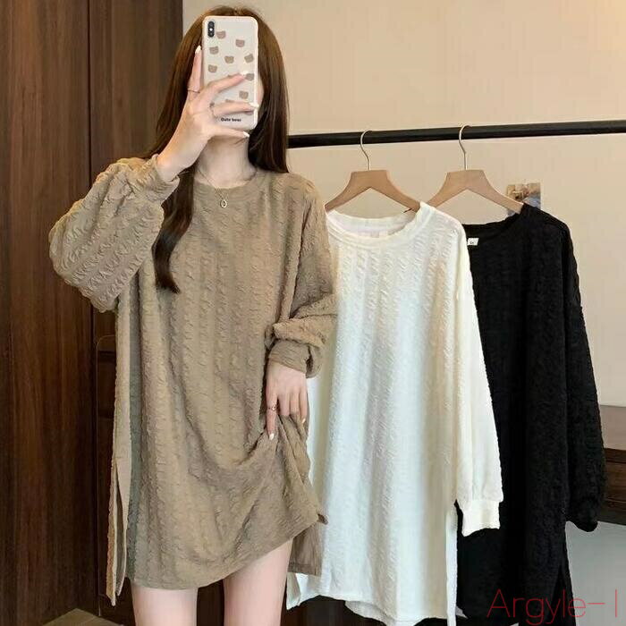 【送料無料】トップス Tシャツ カットソー プルオーバー ロンT スリット エレガント レディース 大人 可愛い きれいめ カジュアル フェミニン クルーネック シンプル インナ