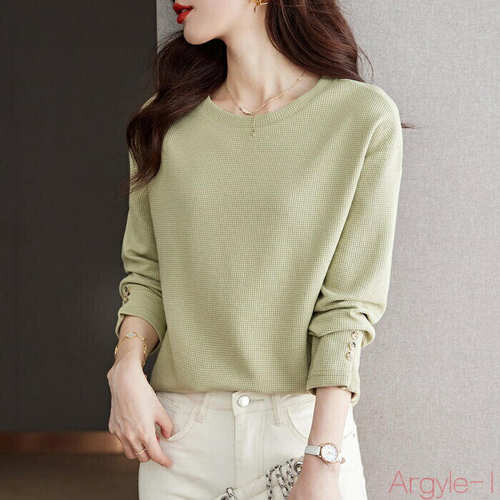 【送料無料】トップス Tシャツ カットソー ロンT プルオーバー クルーネック ワッフル サーマル エレガント レディース 大人 可愛い きれいめ カジュアル フェミニン 長袖 シ