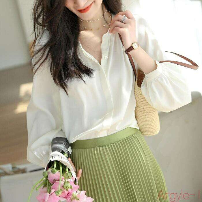 【送料無料】トップス シャツ ブラウス エレガント レディース 大人 可愛い きれいめ カジュアル フェミニン 長袖 バンドカラー シンプル 上品 通勤 オフィス ナチュラル パ