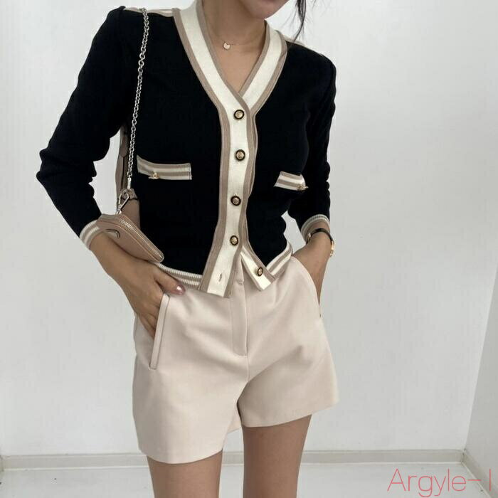 【送料無料】トップス ニット カーディガン セーター ジャケット プルオーバー 配色ライン エレガント レディース 大人 可愛い 長袖 きれいめ カジュアル おしゃれ 韓国 ブル