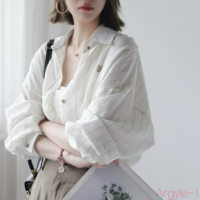 【送料無料】トップス ブラウス シャツ ストライプ エレガント レディース 大人 可愛い きれいめ カジュアル 長袖 おしゃれ シンプル 通勤 オフィス 羽織り ナチュラル 冷房