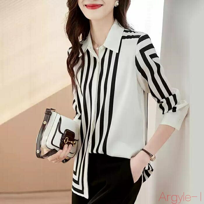 【送料無料】トップス ブラウス シャツ プリント ストライプ Tシャツ レディース エレガント 大人 可愛い きれいめ カジュアル フェミニン 長袖 ナチュラル バイカラー 上品