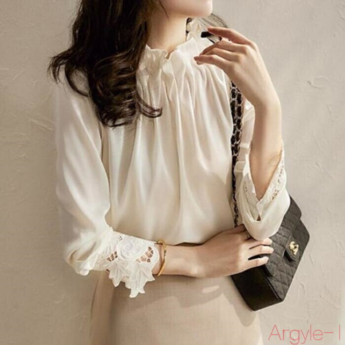 【送料無料】トップス ブラウス シャツ プルオーバー カットソー ハイネック レース レディース エレガント きれいめ カジュアル 長袖 フェミニン 大人 可愛い ドレープ 抜け