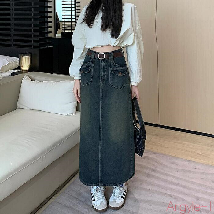 【送料無料】ボトムス スカート デニム タイト ペンシル レディース エレガント きれいめ カジュアル ロング丈 大人 可愛い スリット Iライン ヴィンテージ 楽ちん シンプル