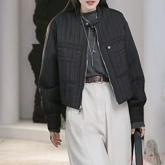 【送料無料】アウター コート ジャケット ブルゾン レディース きれいめ カジュアル 春 秋 冬 中綿 ノーカラー 長袖 アウトドア ゆったり シンプル 羽織り...