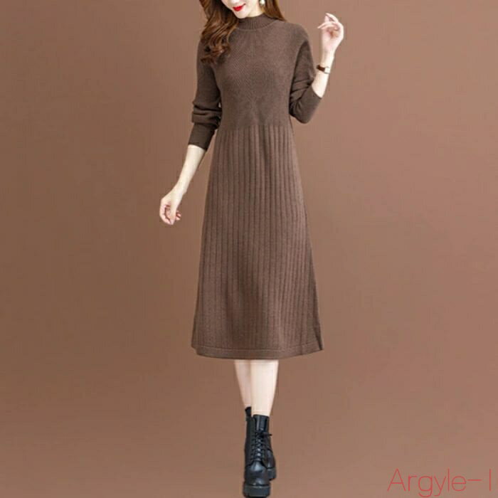 【送料無料】ワンピース ニット ワンピ ドレス タートルネック ハイネック リブ レディース エレガント きれいめ カジュアル 大人 可愛い フェミニン 長袖 ...