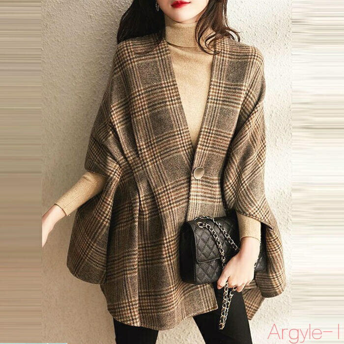 【送料無料】トラッド アウター コート ジャケット マント ポンチョ チェック カーディガン レディース エレガント きれいめ カジュアル 羽織り 大人 可愛い...