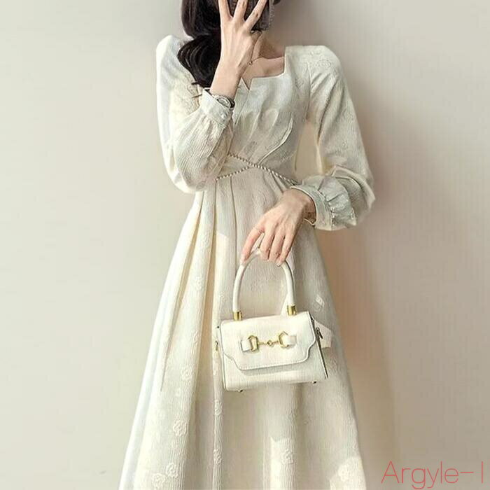 【送料無料】ワンピース ワンピ ドレス 袖あり パール 花柄 フラワー レディース エレガント きれいめ カジュアル 長袖 大人 可愛い フェミニン ミモレ丈 ...