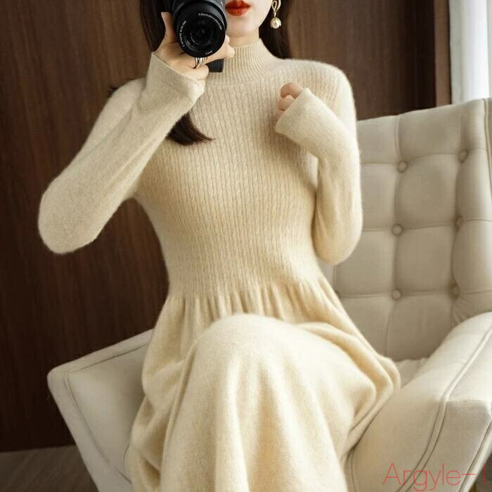 【送料無料】ワンピース ワンピ ドレス ニット ケーブル プルオーバー レディース きれいめ カジュアル 大人 可愛い 長袖 ミモレ丈 スレンダー スリム シン...