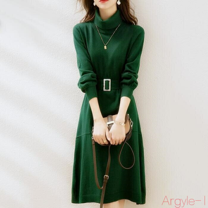 【送料無料】ワンピース ニット 袖あり ワンピ ドレス タートルネック レディース エレガント きれいめ カジュアル おしゃれ 長袖 大人 可愛い フェミニン ...