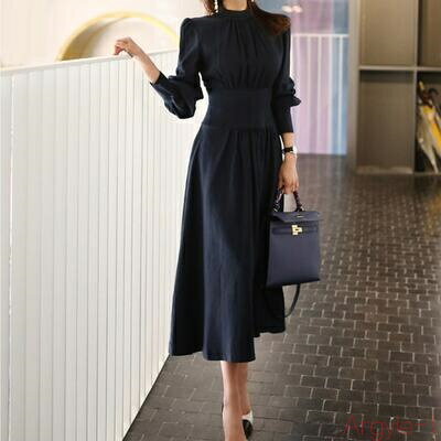 【送料無料】ワンピース ロング カジュアル おしゃれ きれいめ 袖あり ロング丈 ミモレ丈 エレガント 長袖 レディース ワンピ ドレス パフスリーブ フレアス...