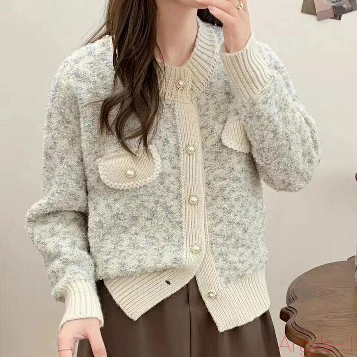 【送料無料】トップス カーディガン ニット ブークレー 羽織り セーター ジャケット レディース エレガント 大人 可愛い きれいめ カジュアル フェミニン 長袖 上品 パール