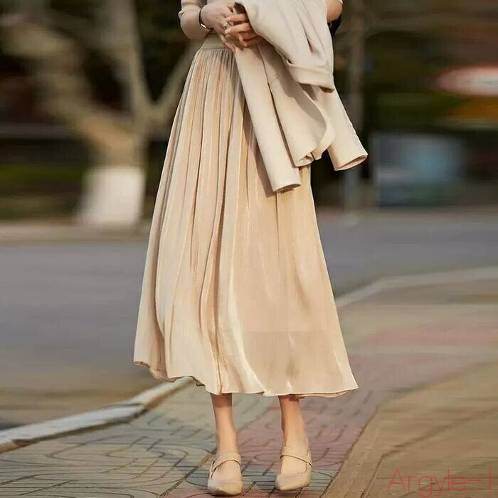 【送料無料】ボトムス スカート レディース きれいめ カジュアル ミモレ丈 フレアスカート 大人 可愛い リンクル シワ シンプル ベーシック おしゃれ ウエストゴム ブラウン