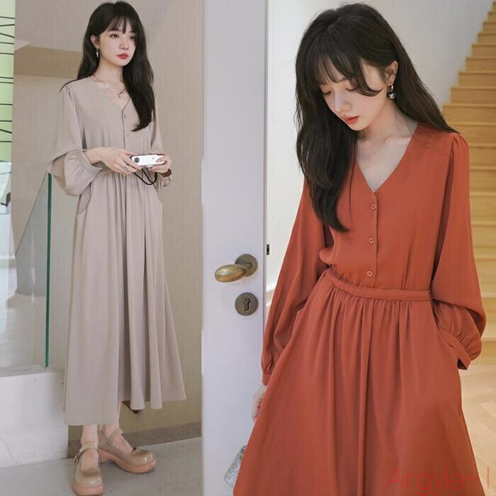 【送料無料】ワンピース シフォン ドレス ワンピ レディース エレガント きれいめ カジュアル ミモレ丈 長袖 大人 可愛い フェミニン ハイウエスト ウエスト...