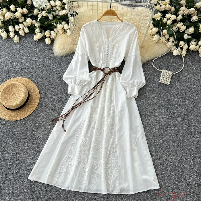 【送料無料】ワンピース ドレス 袖あり レース パフスリーブ シャツワンピ レディース きれいめ カジュアル ロング丈 マキシ丈 大人 可愛い 長袖 Aライン おしゃれ ナチュラ