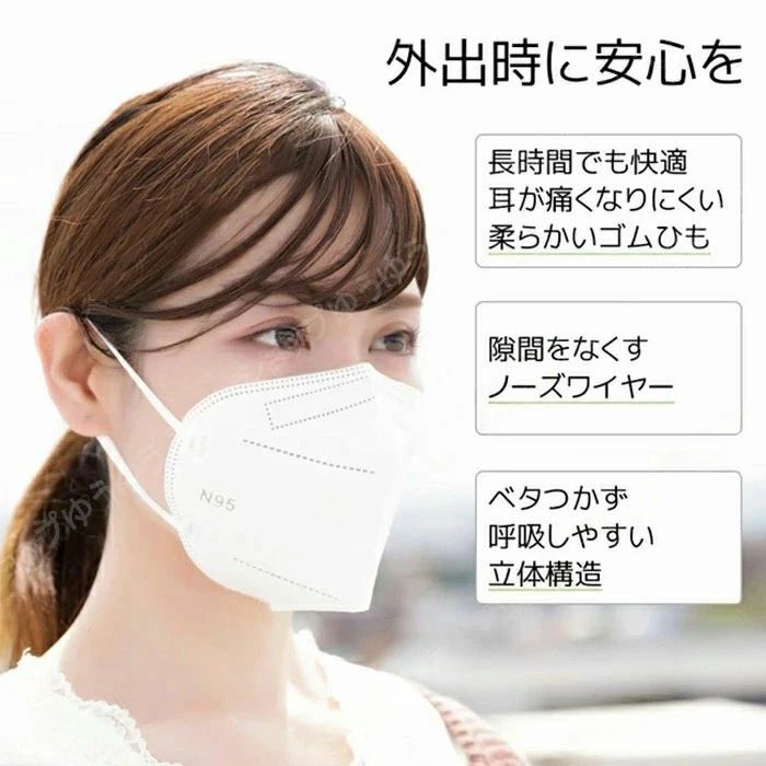 N95マスク KN95同等 CE認証済 100枚セット マスク 個包装 小顔マスク マスク 立体 ...