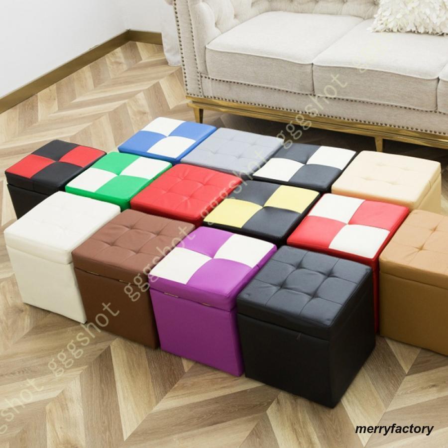 Other - 収納 スツール 収納ボックス フタ付き カラフル フタ一体型 オットマン PUレザー チェア 椅子 イス スツール ボックス ソファー ソファ いす 踏み台 頑丈 丈夫