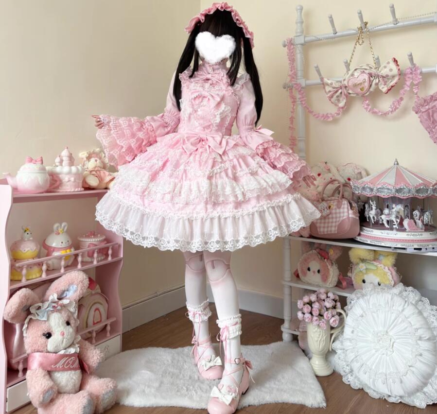 樂天商城 - ジャンパースカート ロリータワンピース フリルワンピース 甘ロリータ 甘ロリ ロリータ風ワンピ エレガント Lolita 華やか ロリータ服 リボン チュール 可愛いコスチューム ゴスロリ コスプレ衣装 ハロウィン 文化祭 学園祭 かわいい 萌え イベント 3色