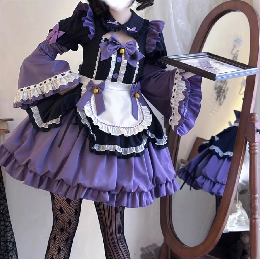 乐天商城 - 可愛いメイド服 半袖ワンピース ロリータワンピース 甘ロリータ 甘ロリ ロリータ風ワンピ メイドコスチューム 振袖 フリル エプロン 個性的 Lolita ロリータ服 大人コスチューム ゴスロリ コスプレ衣装 文化祭 学園祭 激萌え イベント ロリータファション 5色