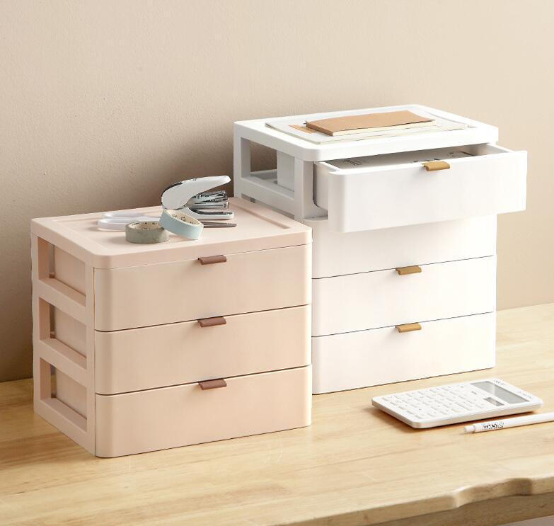 Long Type - 引き出し 卓上収納ケース 収納ボックス プラスチック A4/A5対応 横 小物 2段 3段 滑り止め 大容量 文房具収納 書類ケース 化粧品 事務用品 文書 組み合わせても 頑丈 シンプルでおしゃれ