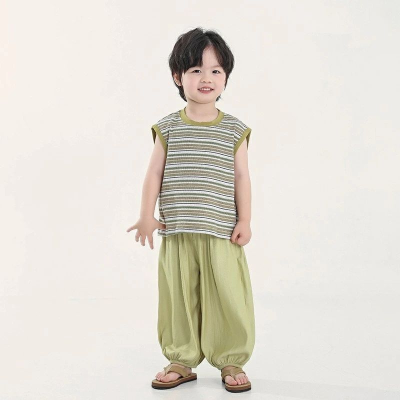 送料無料 キッズ 子供服 シャツ タンクトップ セットアップ 夏服 男の子 2点セット ボーダー柄? 上下セット カジュアル おそろい かわいい ゆったりフィット 洋服 オシャレ 通園 通学 ルームウェア 七五三 ジュニア 普段着 90 100 110 120 130 140cm 楽天海外通販
