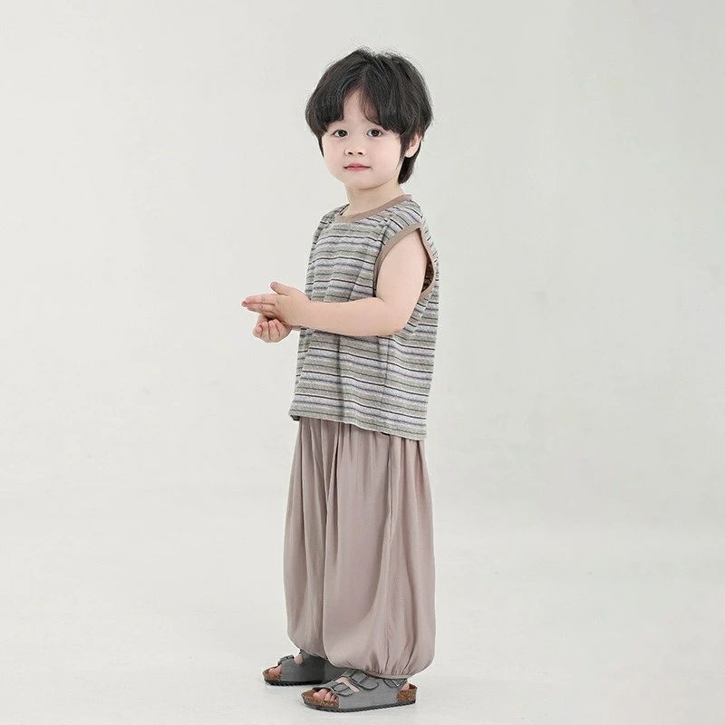 送料無料 キッズ 子供服 シャツ タンクトップ セットアップ 夏服 男の子 2点セット ボーダー柄? 上下セット カジュアル おそろい かわいい ゆったりフィット 洋服 オシャレ 通園 通学 ルームウェア 七五三 ジュニア 普段着 90 100 110 120 130 140cm 楽天海外通販