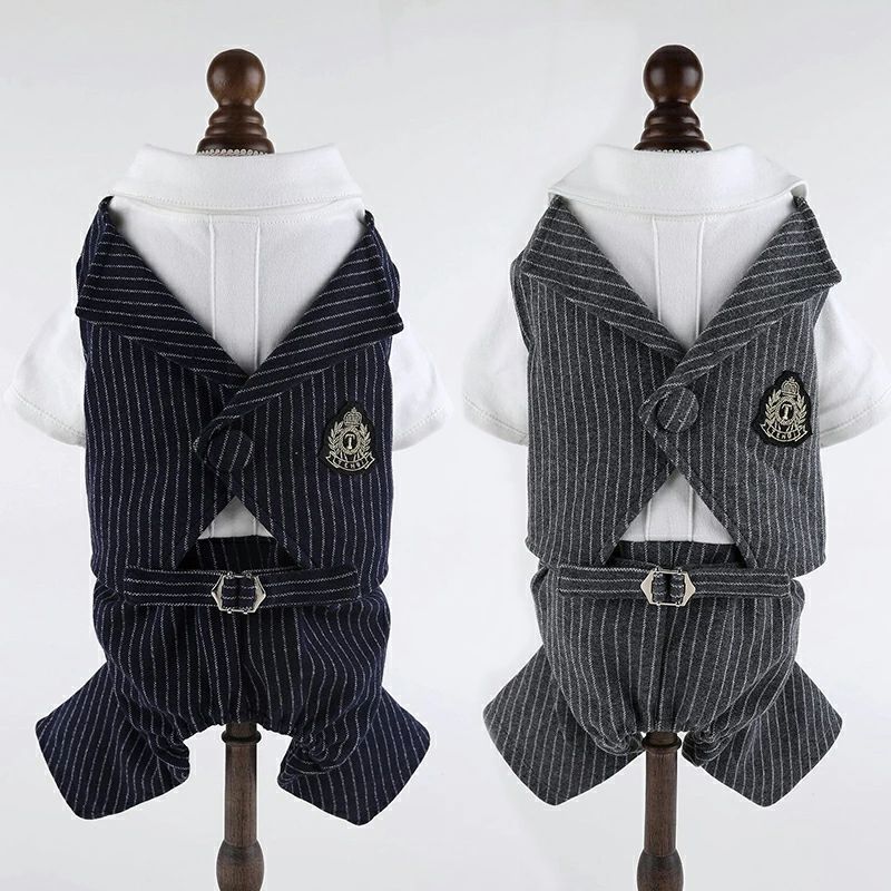 送料無料 犬服 ドッグウェア タキシード ペット服 ストライプ 猫犬兼用（S-XXLサイズ）小型犬 中型犬 新郎 写真 撮影道具 結婚式 お祝い 記念パーティー 制服 楽天海外通販