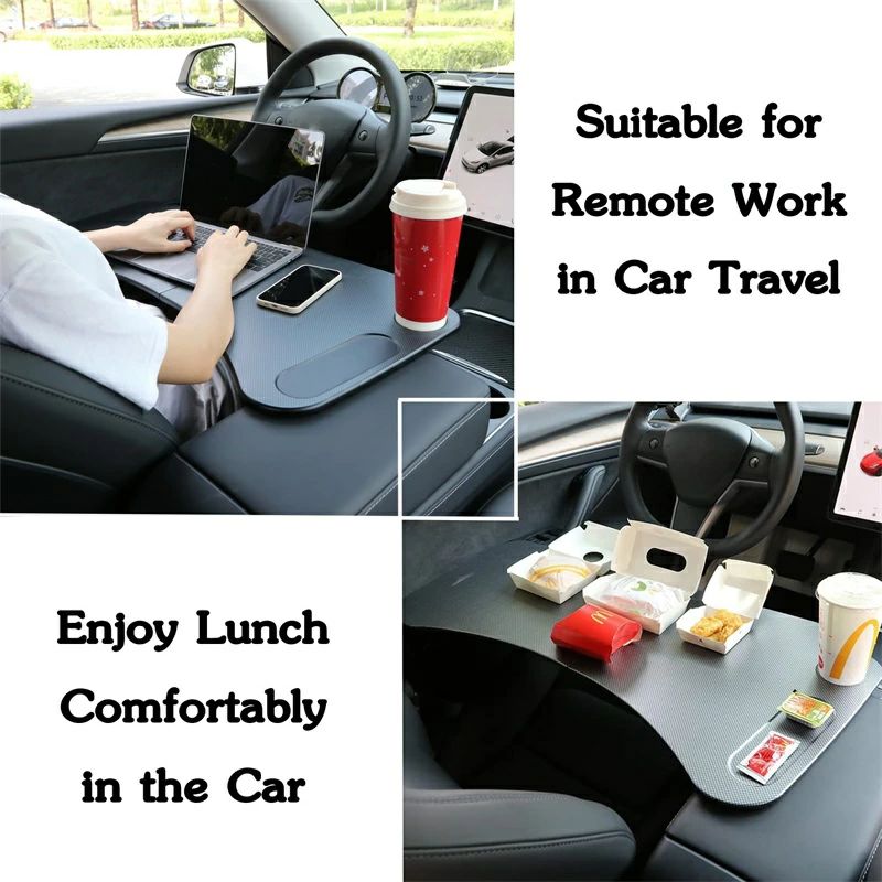 アーガイルのテスラ Model Y / Model 3 / Cybertruck 対応 フードトレイデスク 折りたたみ式カーテーブル ノートパソコン?食事?旅行用 多機能トレイ｜アングル3