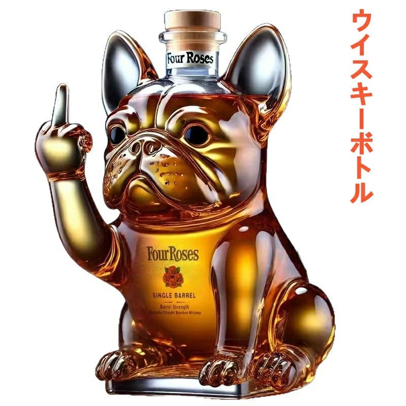 動物柄ガラス容器 耐熱ガラス製 ウィスキーボトル ユニークなウィスキーガラスデキ フレンチブルドッグ?ウィスキーデキャンタ