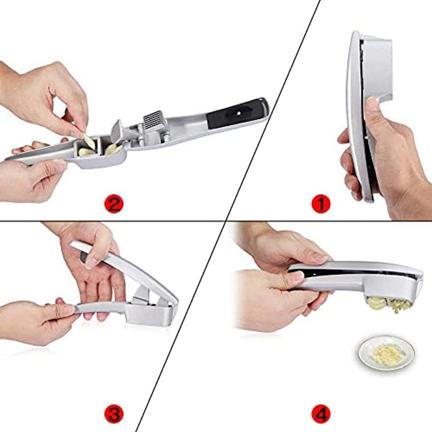 アーガイルのガーリックプレス ステンレス 貝印 クラッシャー ランキング にんにく絞り機 みじん切り器 手動 ガーリック ガーリッククラッシャー ニンニクつぶし器 生姜破砕｜アングル2