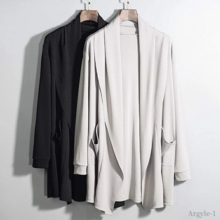 【送料無料】スプリングコート トップス アウター ロング丈 カーディガン 長袖 ショールカラー カーデ ロング メンズ カーディガン