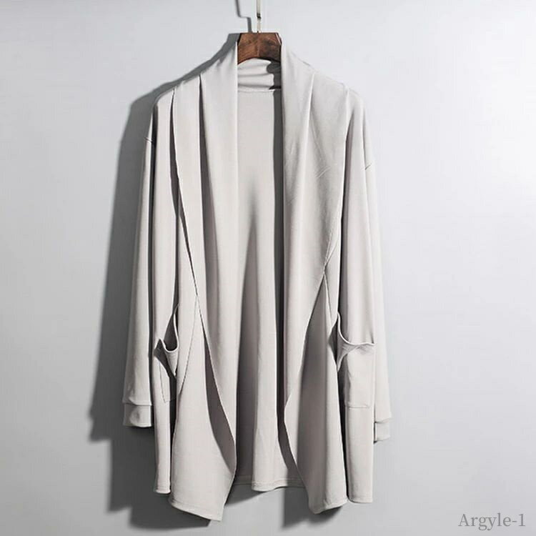 【送料無料】スプリングコート トップス アウター ロング丈 カーディガン 長袖 ショールカラー カーデ ロング メンズ カーディガン