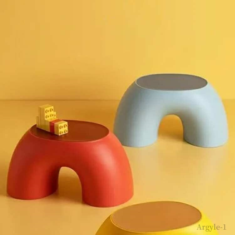 【送料無料】いす 低い イス 子供椅子 足置き ロータイプ キッズチェア 虹形 ローチェア ベビーチェア 子供用 椅子 オットマン スツール [3]