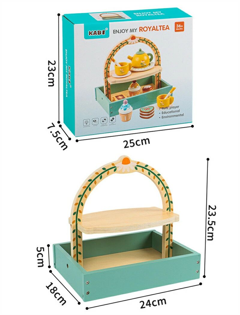 おままごと 玩具 ティーセット 木製 おもちゃ ケーキ 子供 男の子 女の子 キッズ ごっこ遊び アフタヌーンティーのおもちゃ 学習 知育玩具 親子遊び 食べ物認知 生活教育玩具 幼児教育 保育園 幼稚園 贈り物 誕生日 クリスマス ギフト プレゼント 入園祝い 海外通販 3