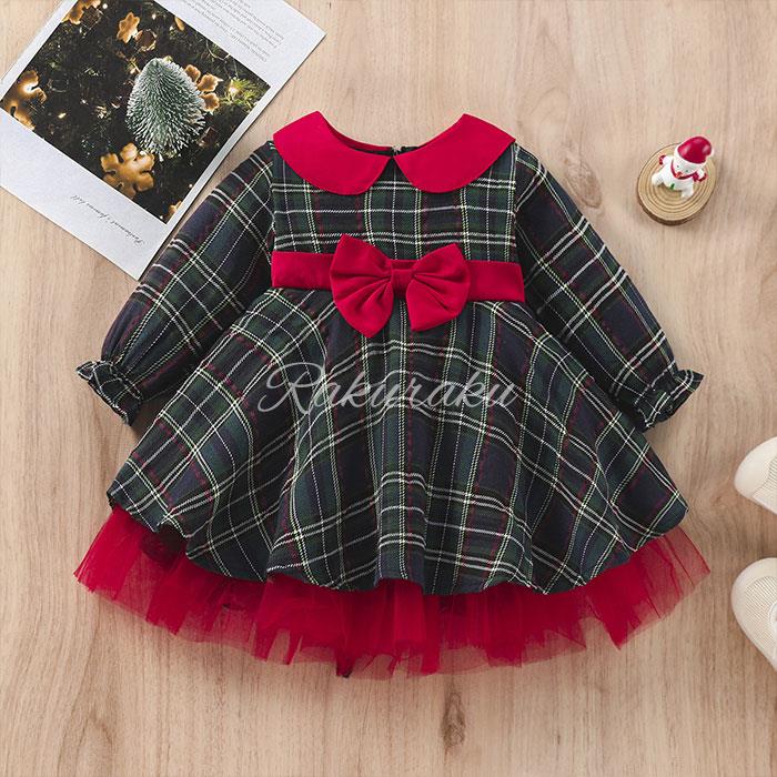 ワンピース 子供 クリスマス 子供服 女の子 クリスマス衣装 サンタ コスチューム ワンピース ドレス チェック柄 ガールズ キッズ かわいい プリンセス クリスマス パーティー 子供用 保育園 仮装 パーティー キッズドレス クリスマス衣装 — vista 2