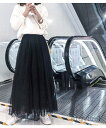 【送料無料】韓国ファッション 秋服 ハイウエスト秋 Aラインプリーツ ミドル丈 レース チュチュスカート ロング丈 無地 スカート