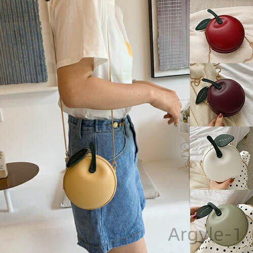 【送料無料】ワインレッド グリーン ショルダーバッグ ホワイト パープル 小さめ 斜めがけ ラウンド りんご カジュアル