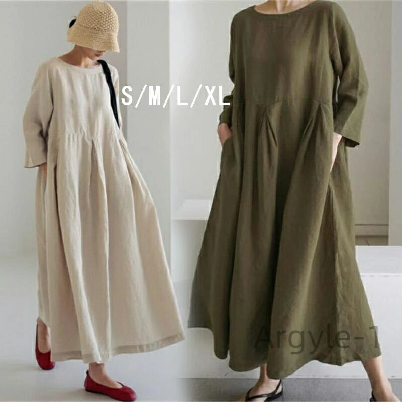 【送料無料】ディース 着痩せ Aライン 夏 春 薄い ロング丈 ワンピース 体型カバー ゆったり 可愛い 韓国 通勤 フォーマル 二次会 お出かけ