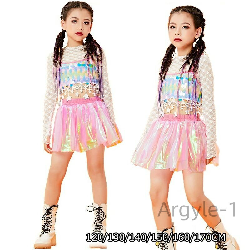 【送料無料】ス キッズ ダンス衣装 ガールズ ジャズダンス チア チアガール パープル セットアップ 応援団 練習着 おしゃれ 舞台効果抜群