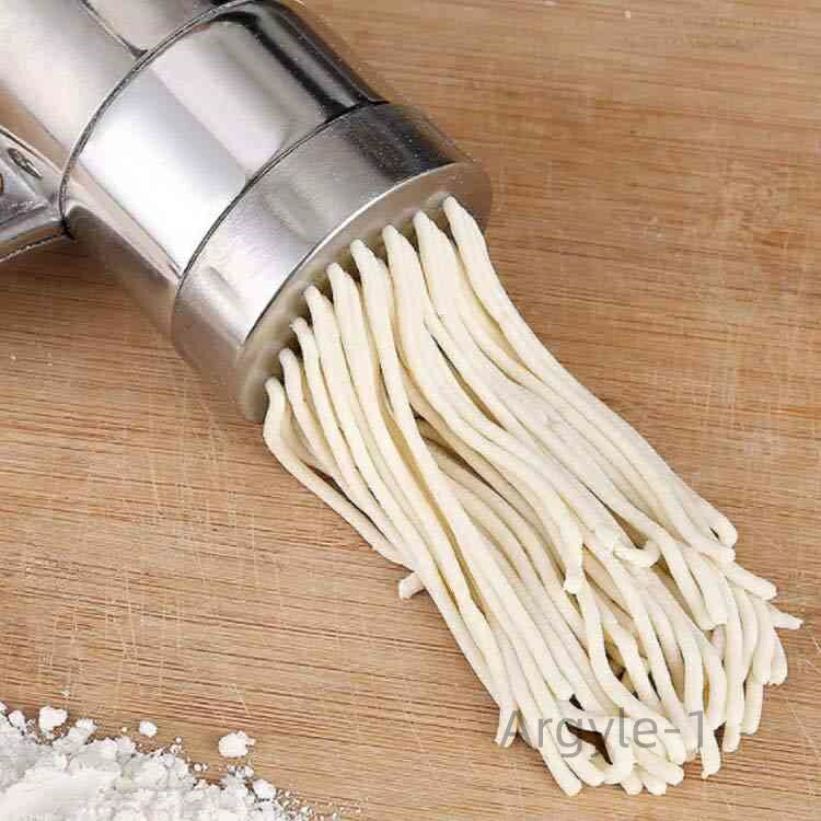 【送料無料】5種類キャップ付き ステンレス製 回転式 多用途 パスタマシーン そば うどん ラーメン 中華麺 ヌードルメーカー 家庭用 使用簡単