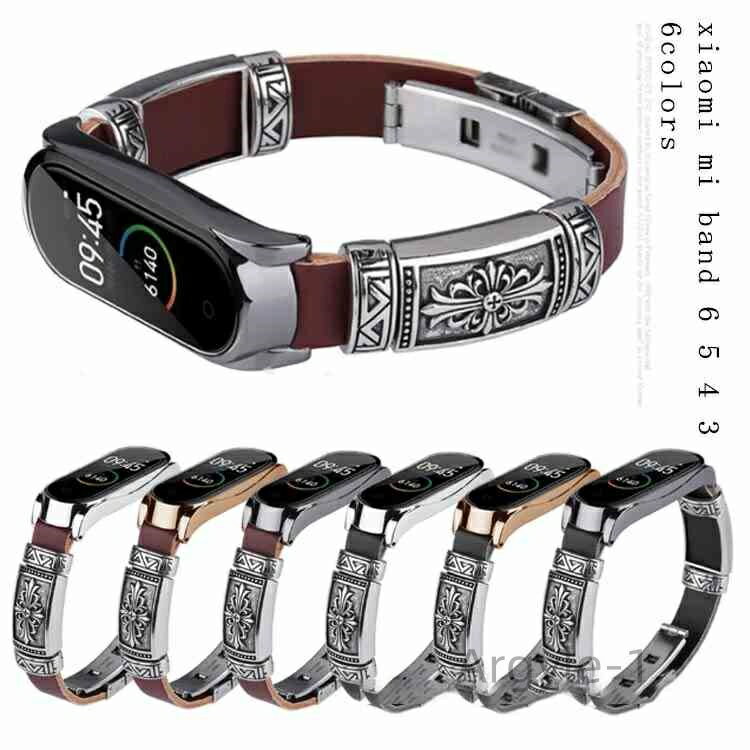 【送料無料】Band3 バンド 革 ブレスレット レザー風 シャオミ バンド4 5 6 3 革風 アクセサリー メンズ レディース ミーバンド 小米 ベルト